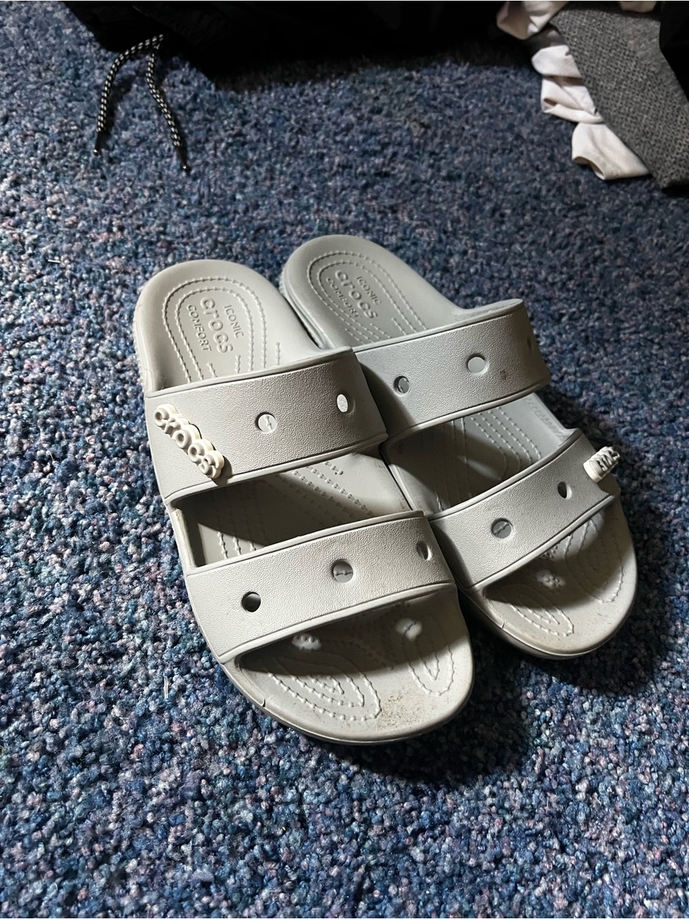 CROCS Women’s Gray Double-Strap Slide Sandals
